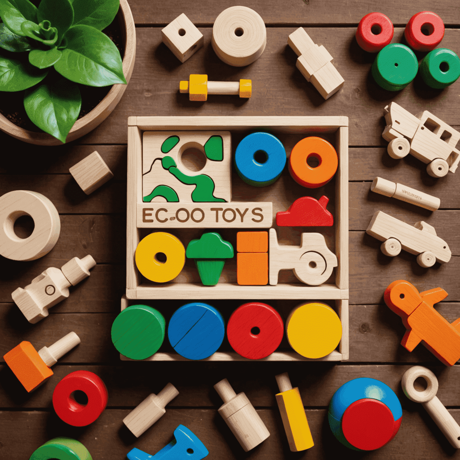 Logo de Eco-toys: Juguetes de madera sostenibles y coloridos