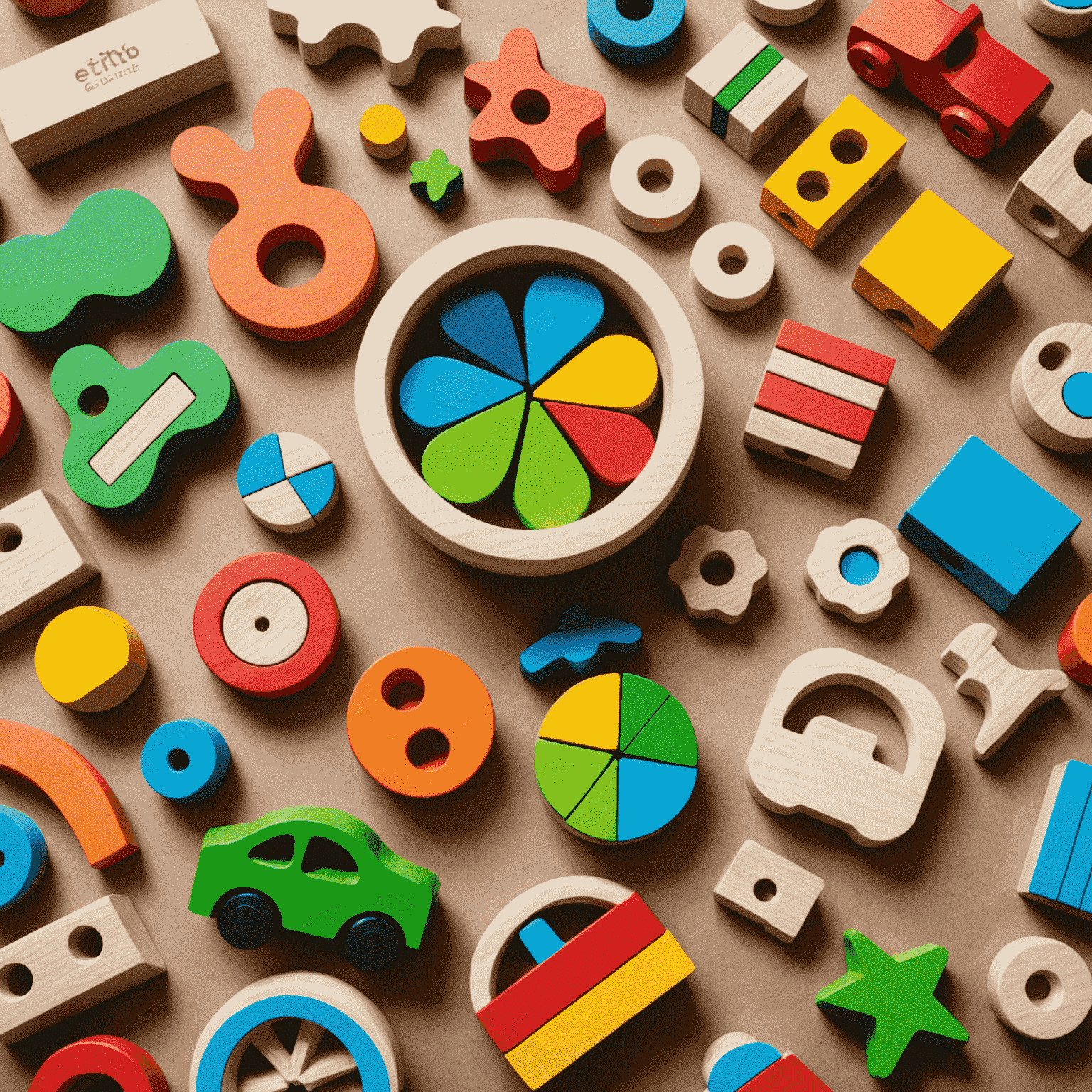 Logo de Eco-toys: Juguetes de madera sostenibles y coloridos